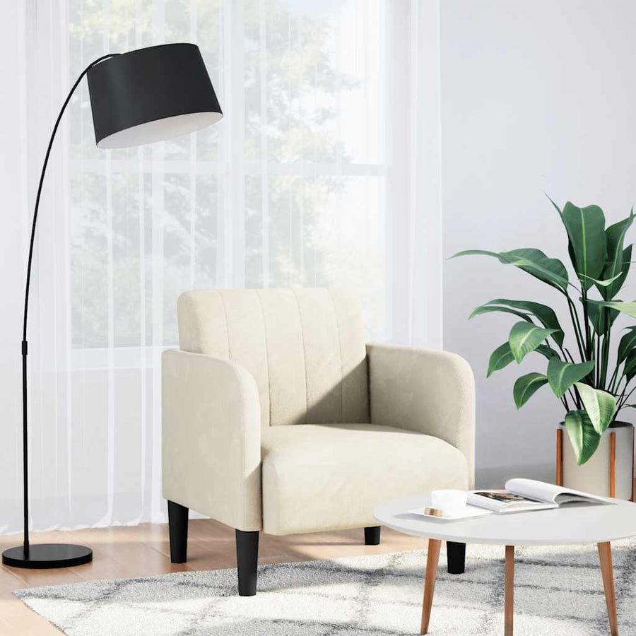 Fauteuil Met Armleuningen 54 Cm Fluweel Kleurig Crème