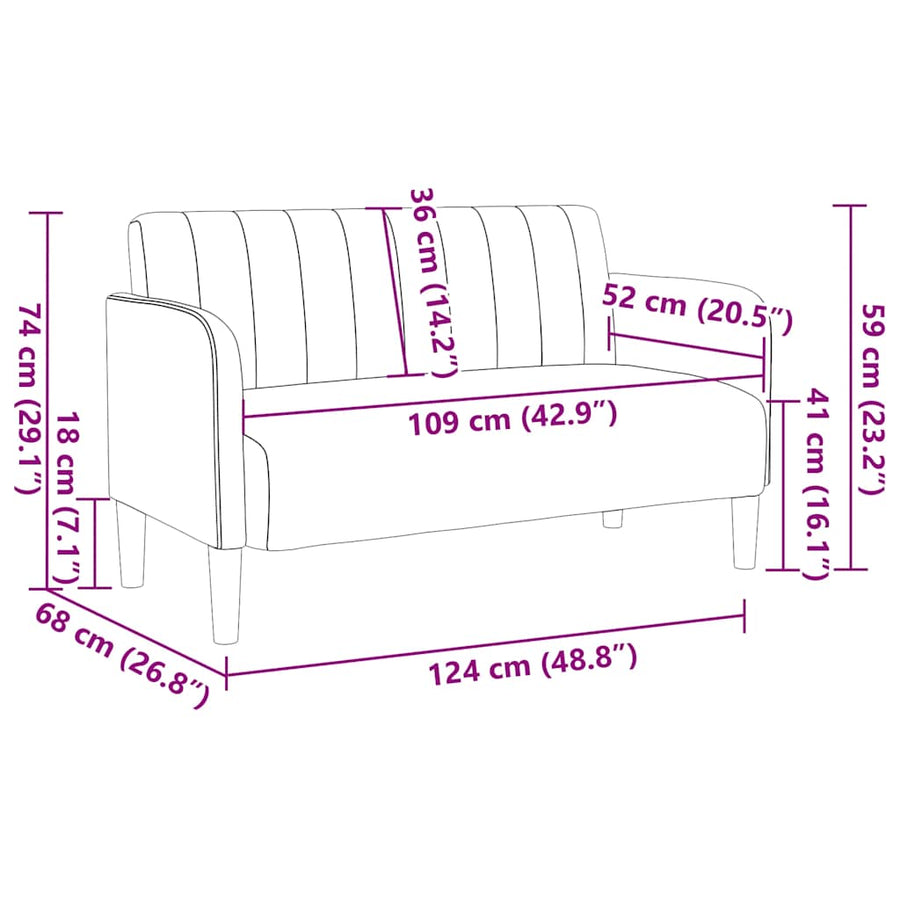 Loveseat bank 109 cm fluweel roze