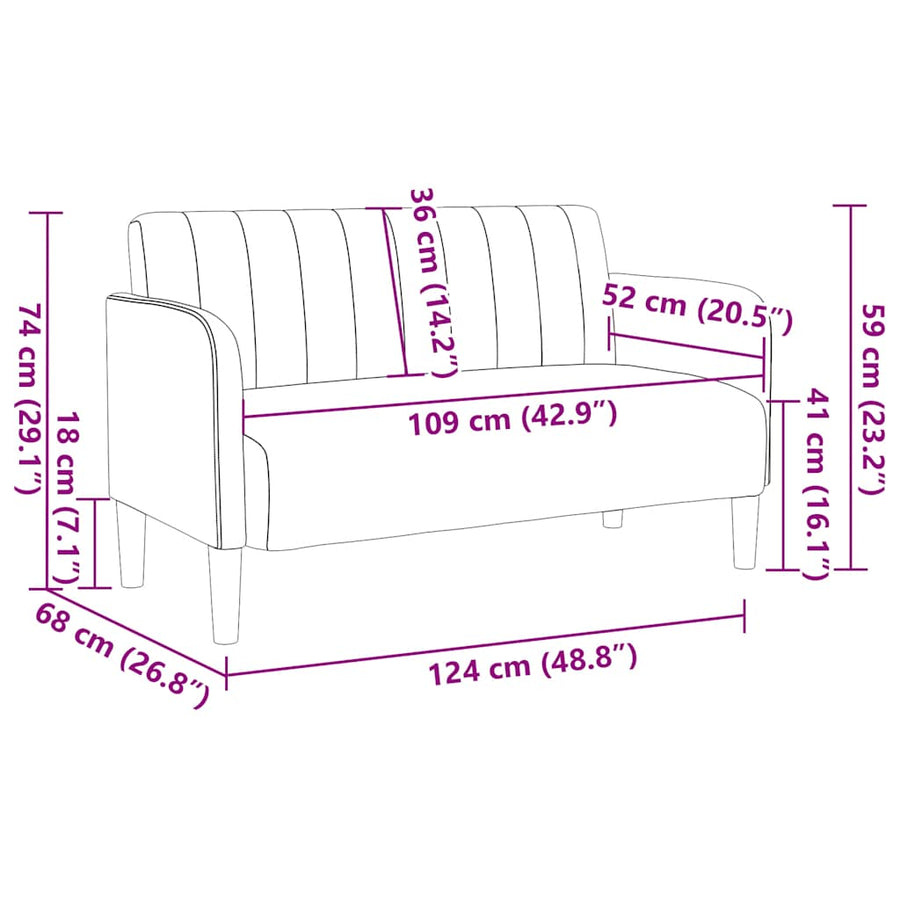 Loveseat Bank 109 Cm Fluweel Wijnrood