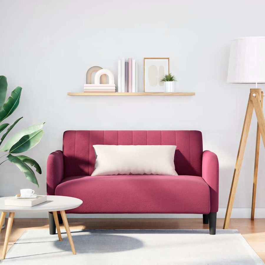 Loveseat Bank 109 Cm Fluweel Wijnrood