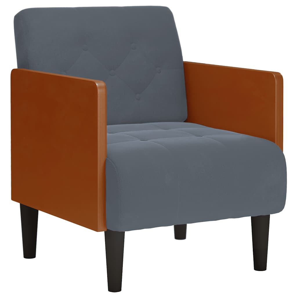 Fauteuil Met Armleuningen 55 Cm Fluweel Donkergrijs