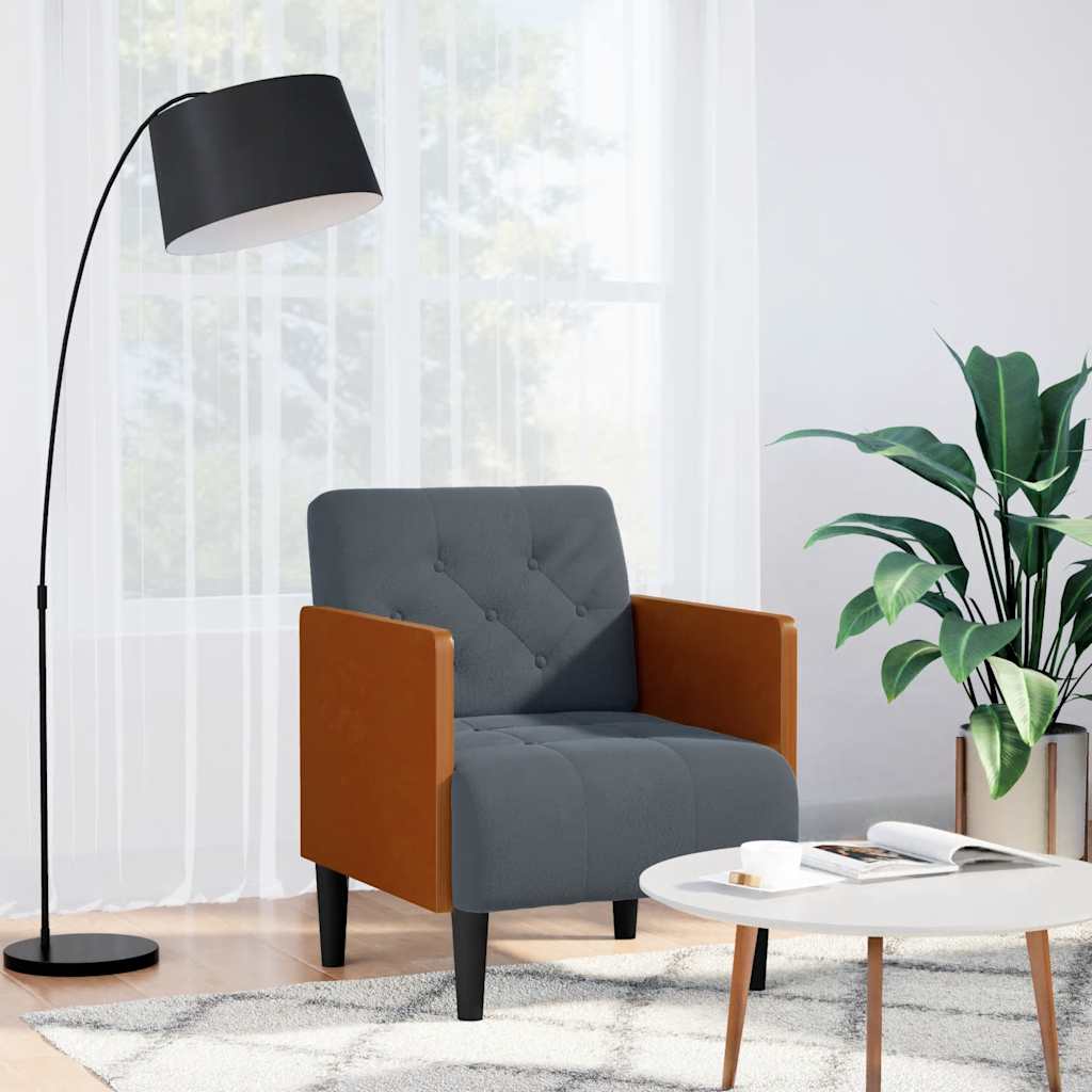 Fauteuil Met Armleuningen 55 Cm Fluweel Donkergrijs