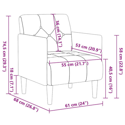 Fauteuil met armleuningen Crème 55 cm Fluweel