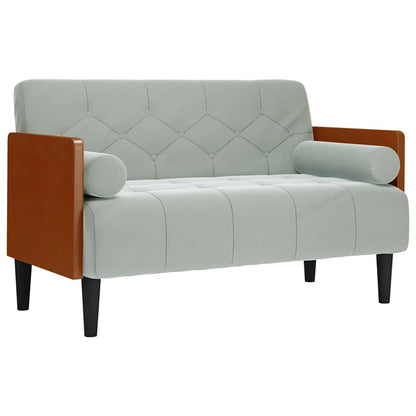 Loveseat bank met bolsters kussens lichtgrijs 110 cm fluweel
