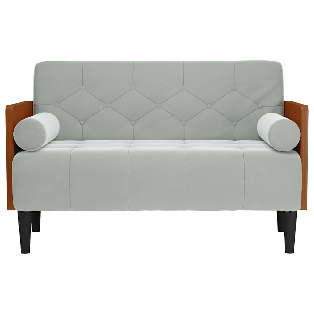 Loveseat bank met bolsters kussens lichtgrijs 110 cm fluweel