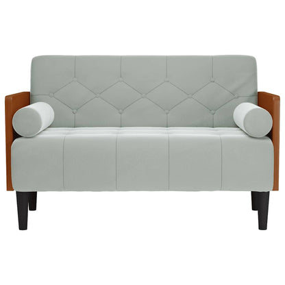 Loveseat bank met bolsters kussens lichtgrijs 110 cm fluweel