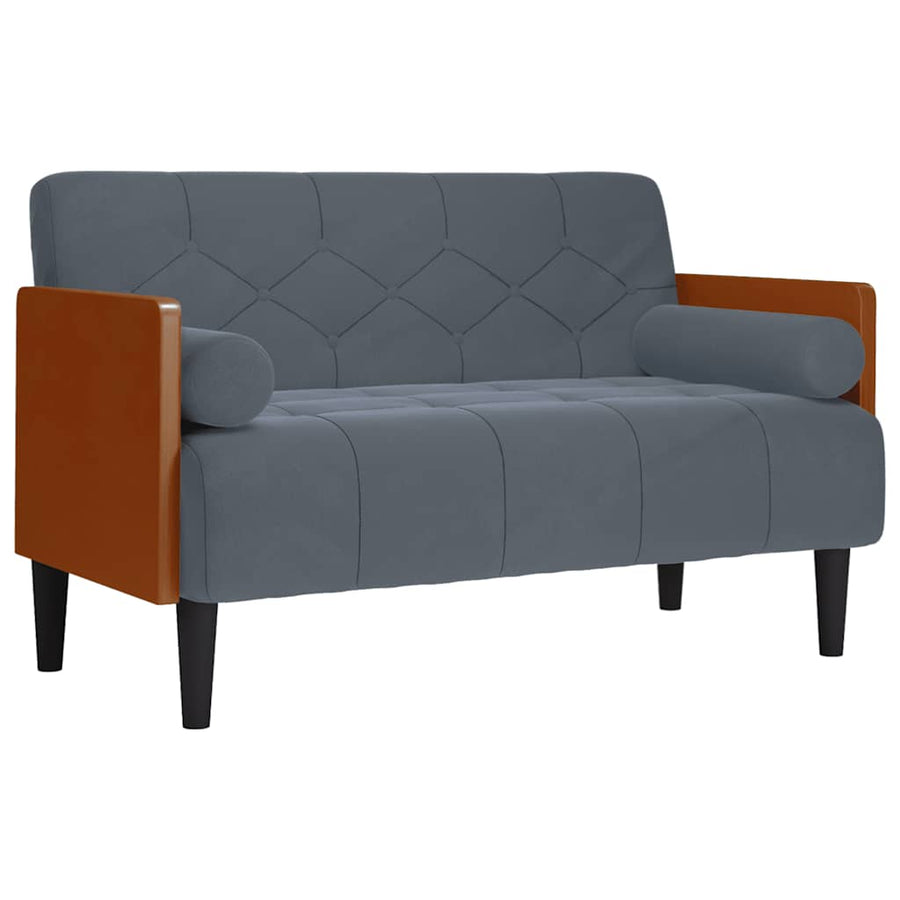Loveseat bank met bolsters donkergrijs 110 cm fluweel