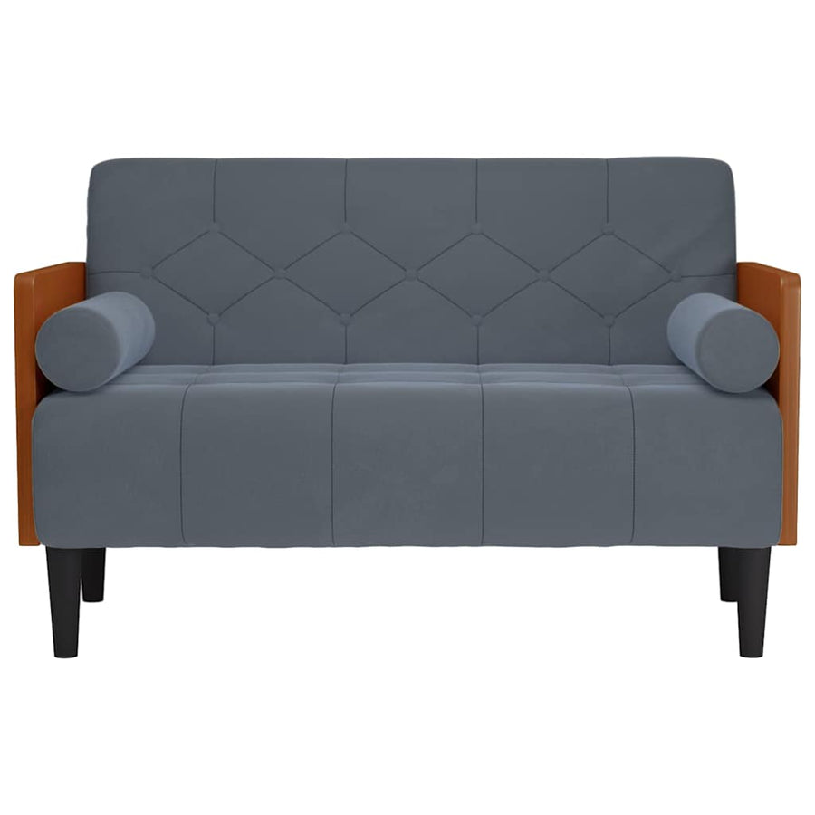 Loveseat bank met bolsters donkergrijs 110 cm fluweel