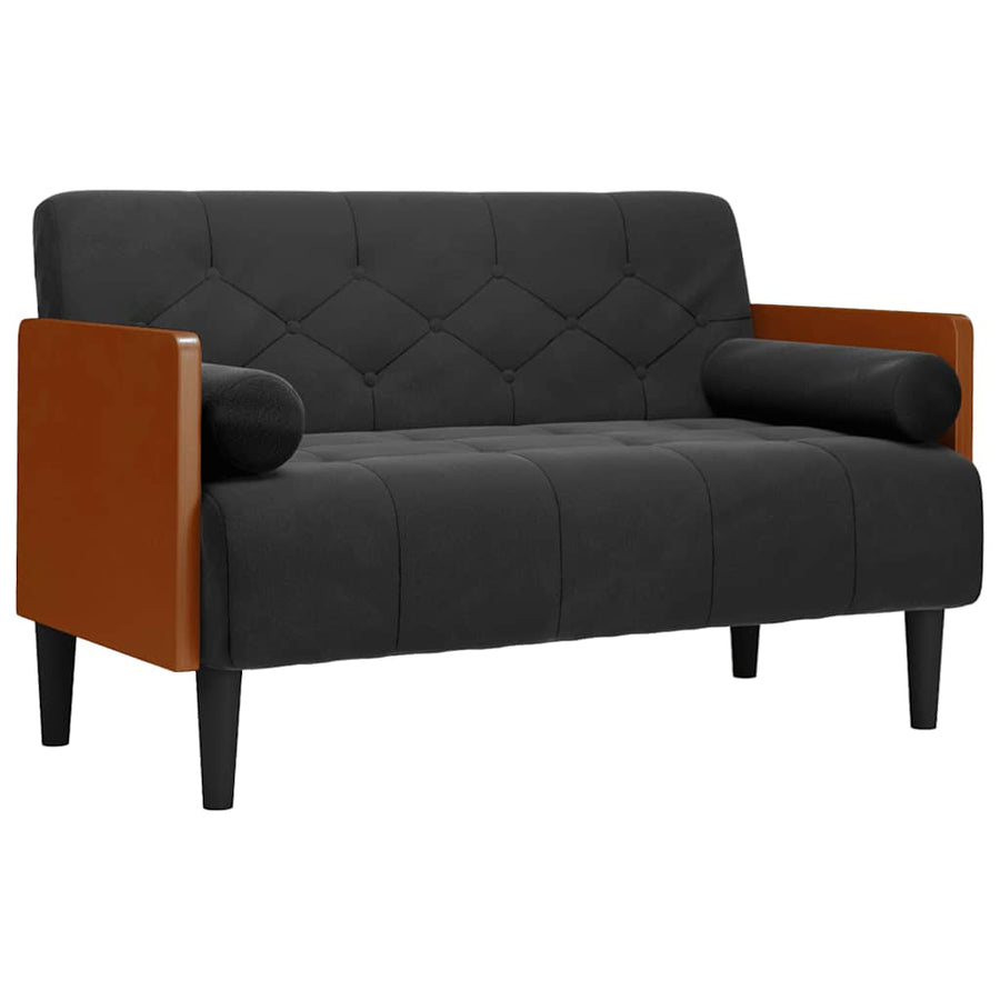 Loveseat bank met bolsters zwart 110 cm fluweel