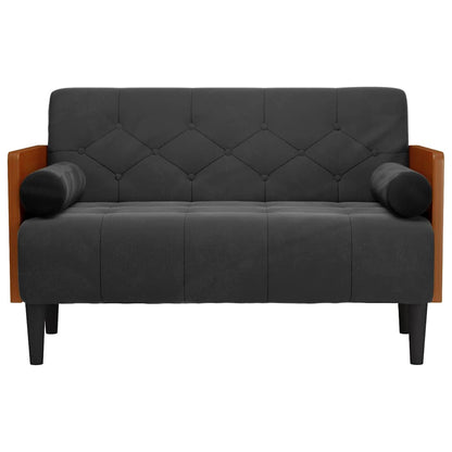Loveseat bank met bolsters zwart 110 cm fluweel