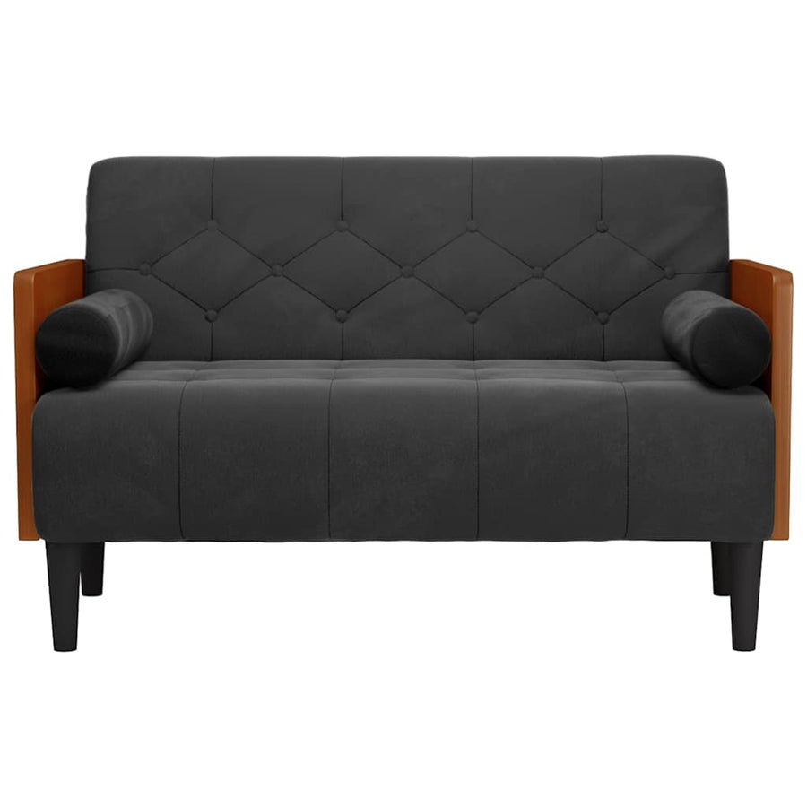 Loveseat bank met bolsters zwart 110 cm fluweel