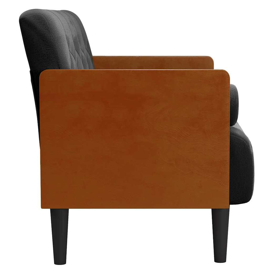 Loveseat bank met bolsters zwart 110 cm fluweel