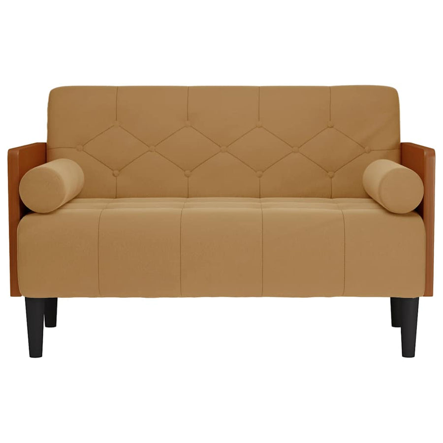 Loveseat bank met bolsters bruin 110 cm fluweel