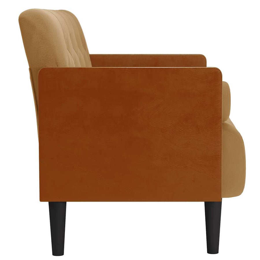 Loveseat bank met bolsters bruin 110 cm fluweel