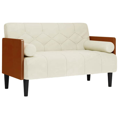 Loveseat bank met bolsters crème 110 cm fluweel