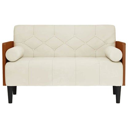 Loveseat bank met bolsters crème 110 cm fluweel