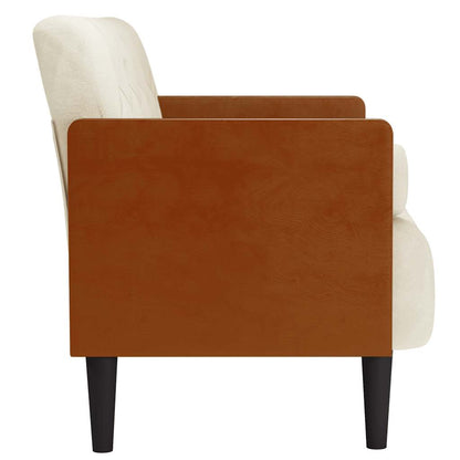 Loveseat bank met bolsters crème 110 cm fluweel