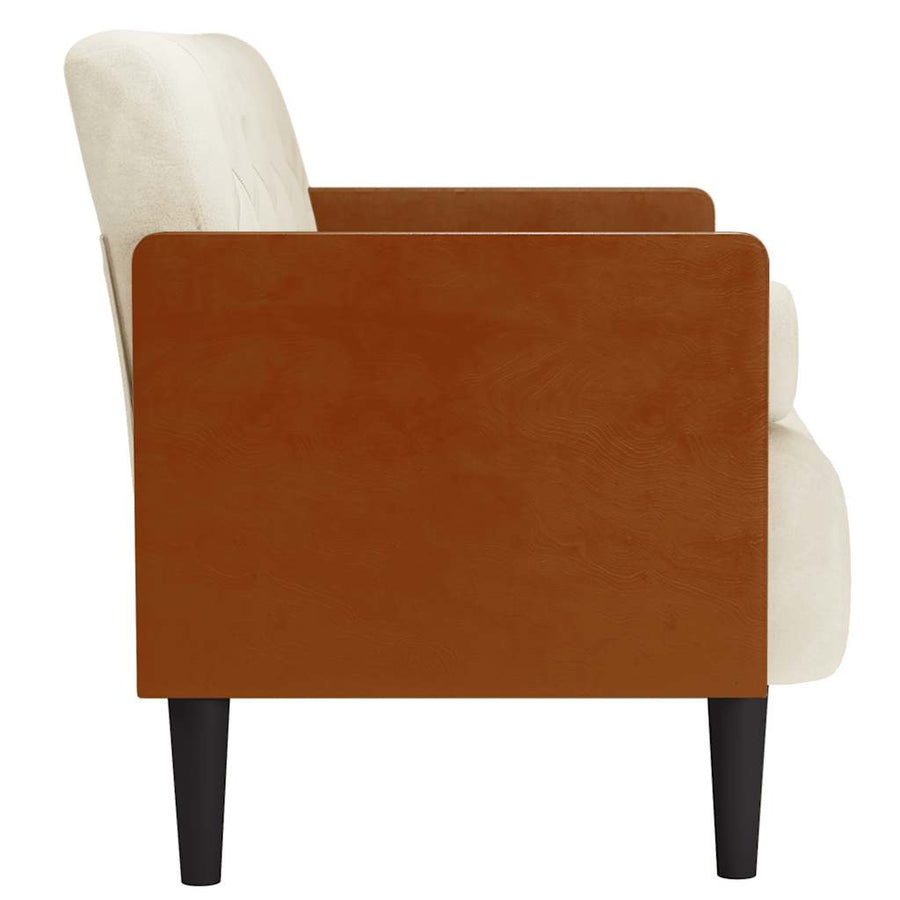 Loveseat bank met bolsters crème 110 cm fluweel