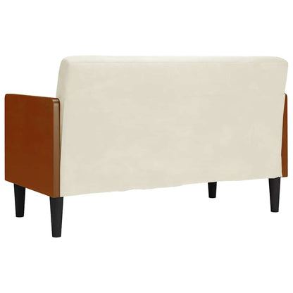 Loveseat bank met bolsters crème 110 cm fluweel