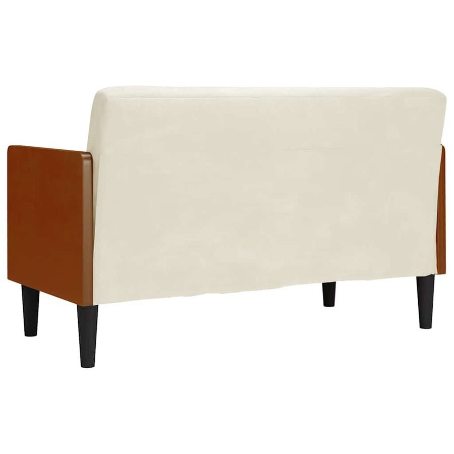 Loveseat bank met bolsters crème 110 cm fluweel