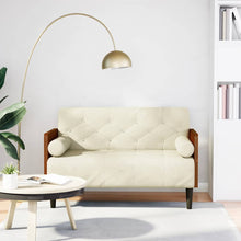 Loveseat bank met bolsters crème 110 cm fluweel