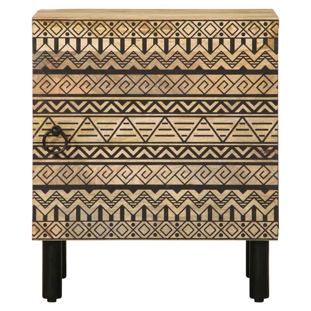 Nachtkastje 40x33,5x46 cm massief ruw mangohout zwart
