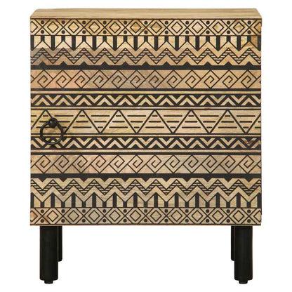 Nachtkastje 40x33,5x46 cm massief ruw mangohout zwart