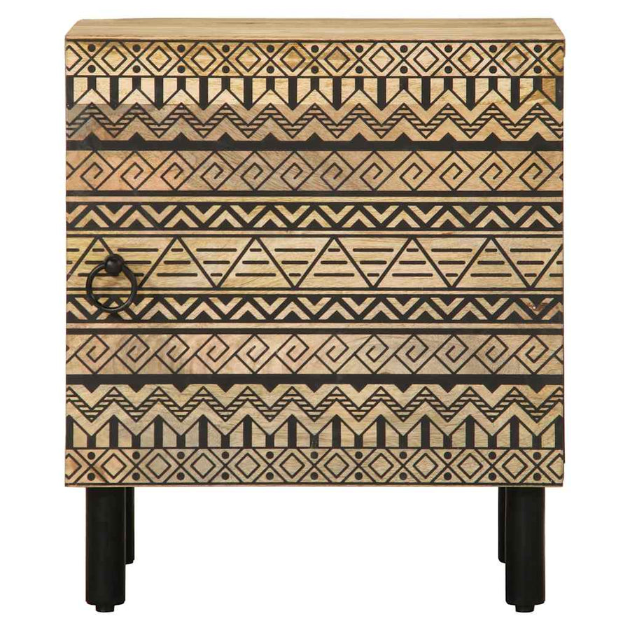 Nachtkastje 40x33,5x46 cm massief ruw mangohout zwart