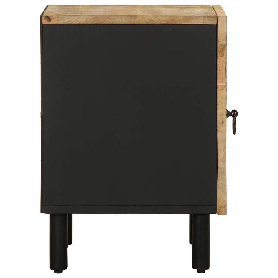 Nachtkastje 40x33,5x46 cm massief ruw mangohout zwart