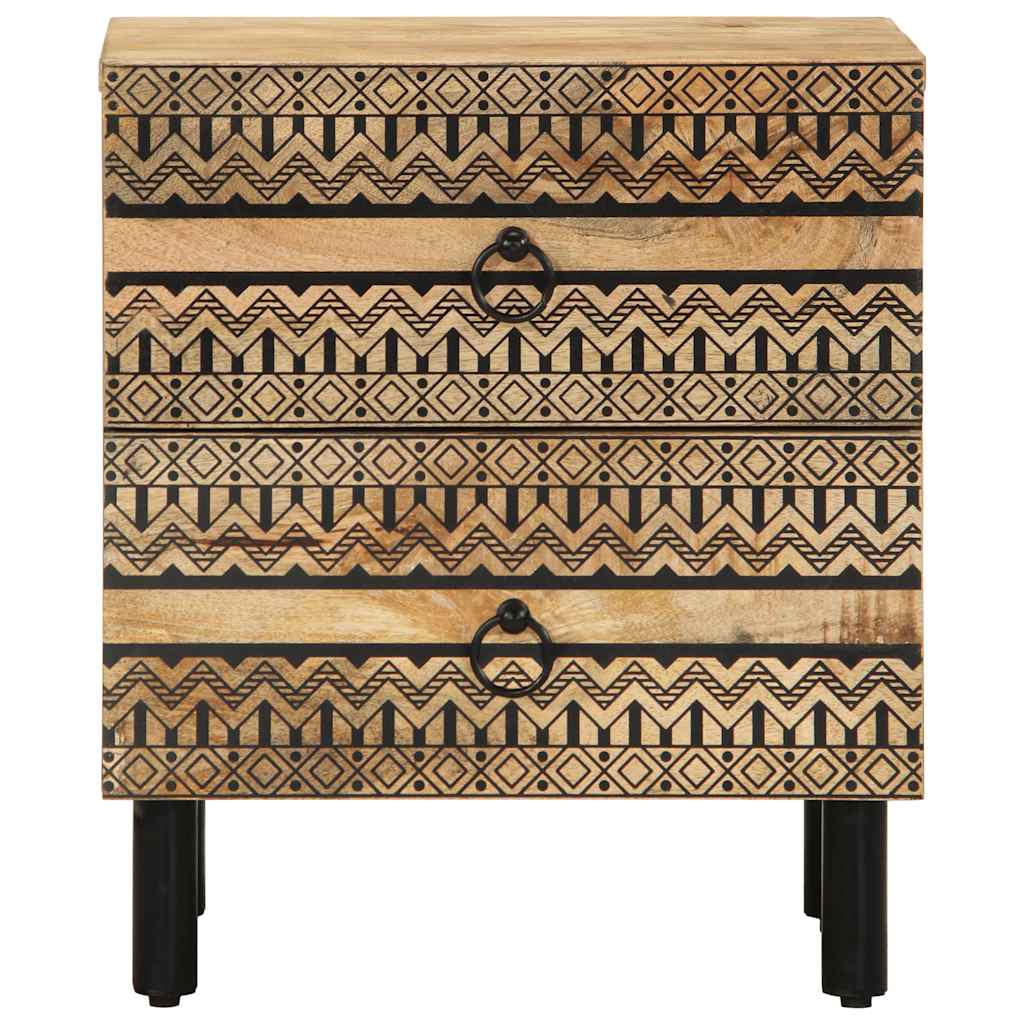 Nachtkastje 40x33,5x46 cm massief ruw mangohout zwart