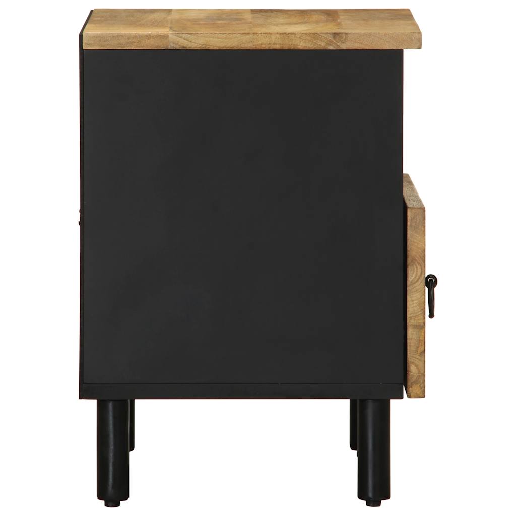 Nachtkastje 40x33x46 cm massief ruw mangohout zwart
