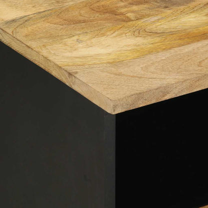 Nachtkastje 40x33x46 cm massief ruw mangohout zwart