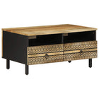 Coffee table 80x54x40 cm solid rough mango wood black