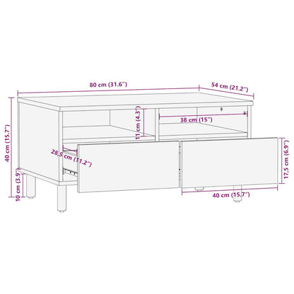 Salontafel 80x54x40 cm massief ruw mangohout zwart