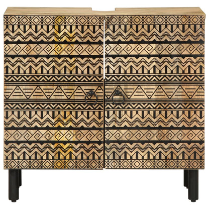Wastafelkast 62x33x58 cm massief mangohout zwart
