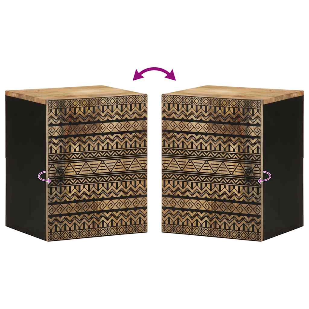 Badkamerwandkast 38x33,5x48 cm massief mangohout zwart