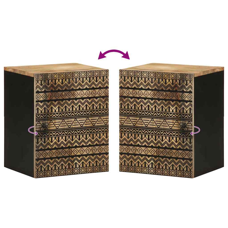 Badkamerwandkast 38x33,5x48 cm massief mangohout zwart