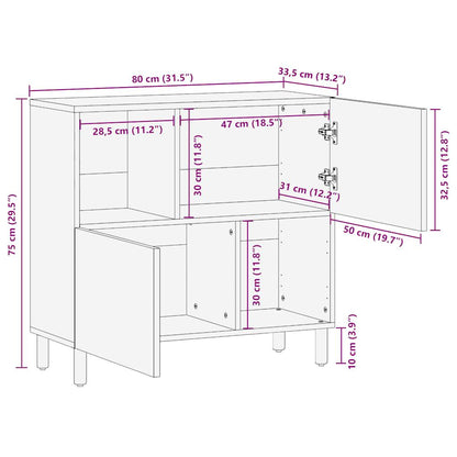 Dressoir 80x33,5x75 cm massief ruw mangohout