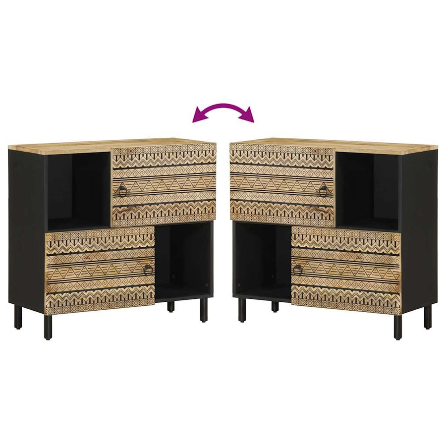Dressoir 80x33,5x75 cm massief ruw mangohout