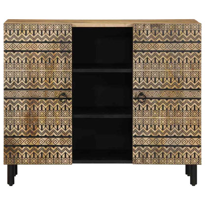 Dressoir 90x33,5x75 cm massief ruw mangohout