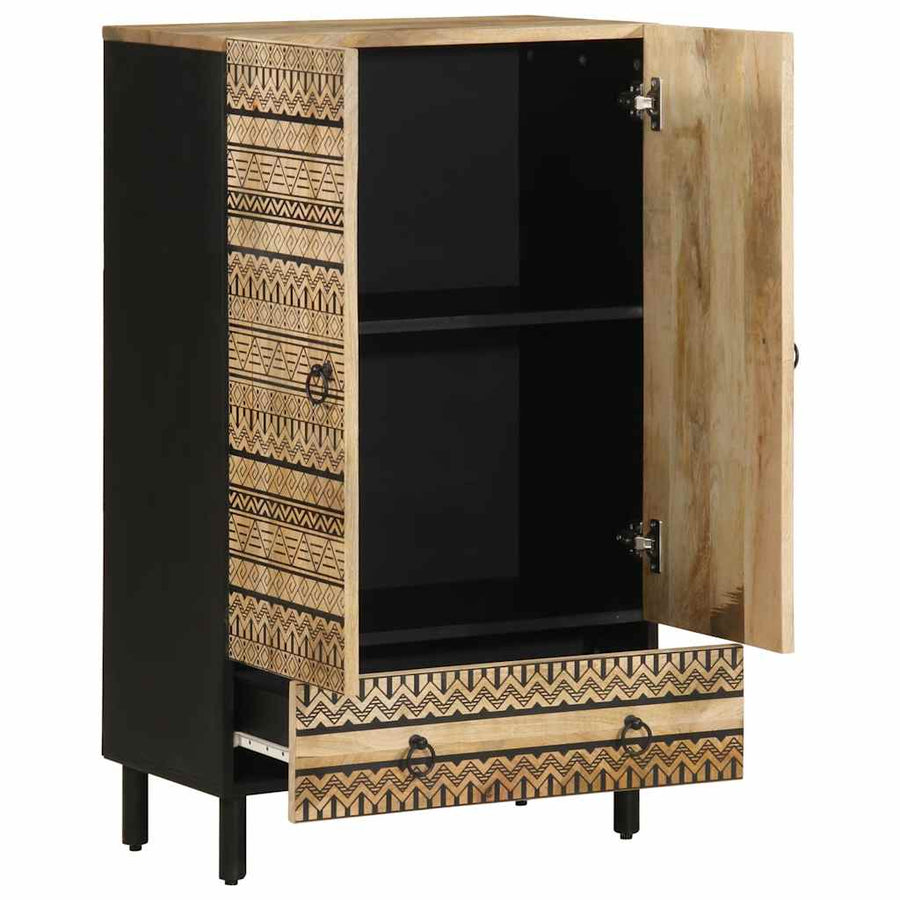 Hoge kast 60x33,5x100 cm massief ruw mangohout