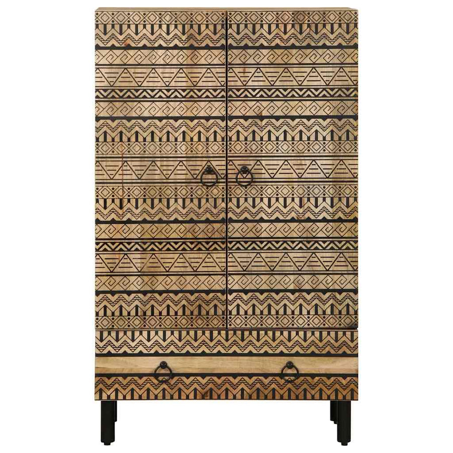 Hoge kast 60x33,5x100 cm massief ruw mangohout
