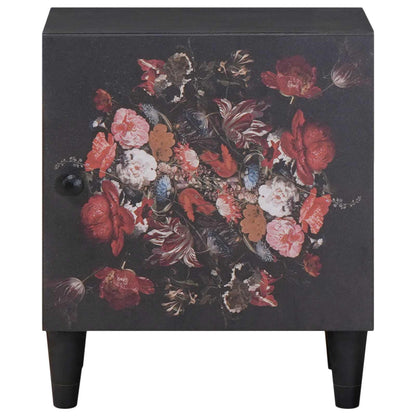 Nachtkastje met Deur Zwart 40 x 33 x 46 cm Massief Mango Hout