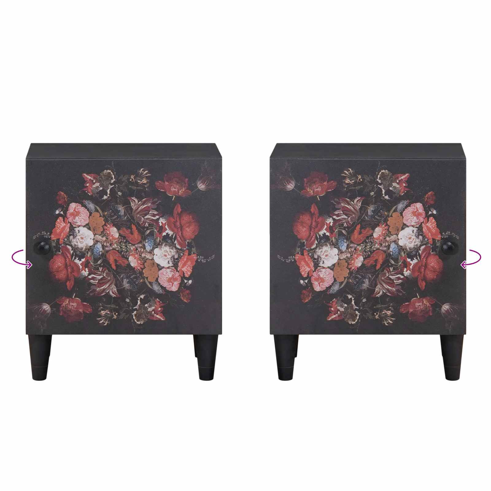 Nachtkastje met Deur 2 pcs Zwart 40 x 33 x 46 cm