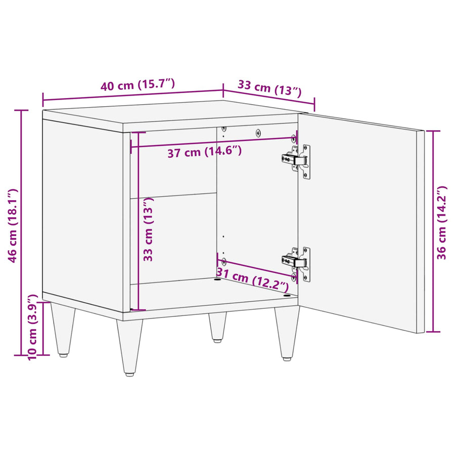 Nachtkastje met Deur 2 pcs Zwart 40 x 33 x 46 cm