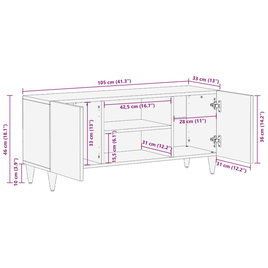 Opslagkasten Multikleur 105 x 33,5 x 46 cm Massief Mango Hout