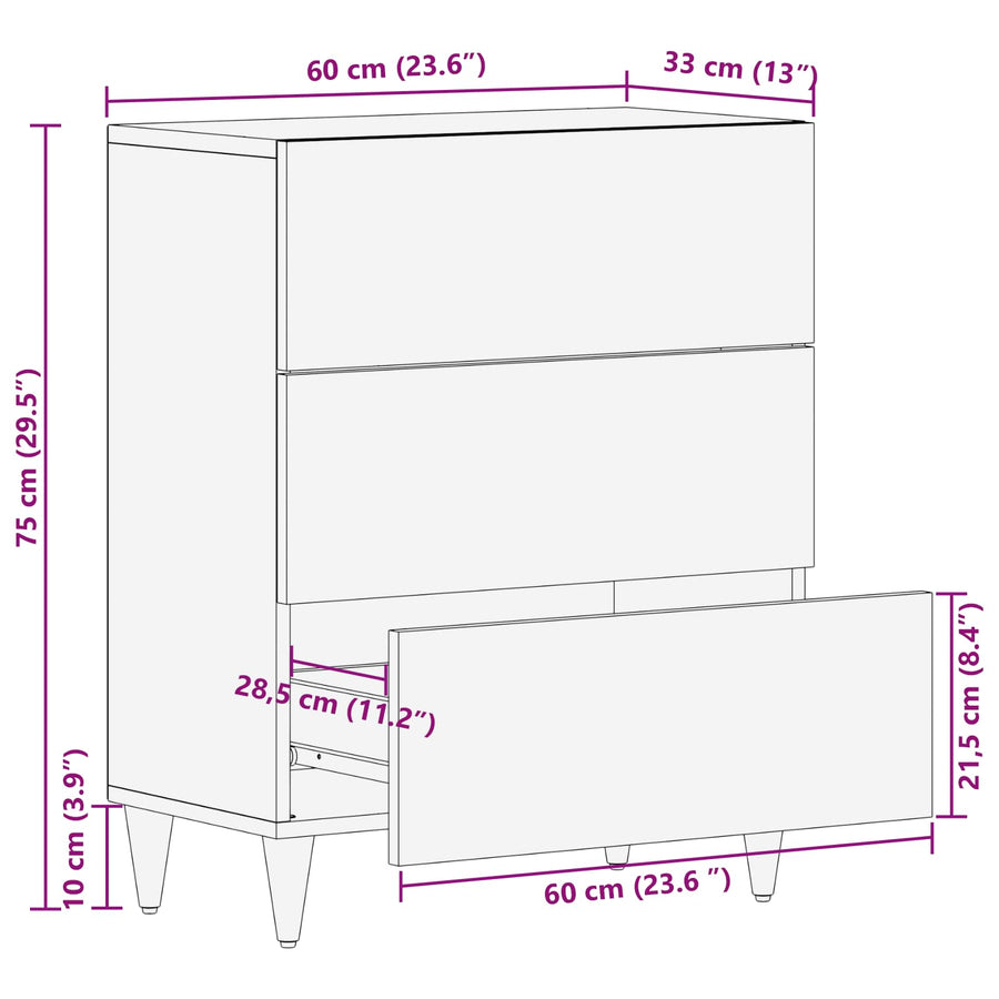 Opslagkasten Multikleur 60 x 33,5 x 75 cm Massief Mango Hout