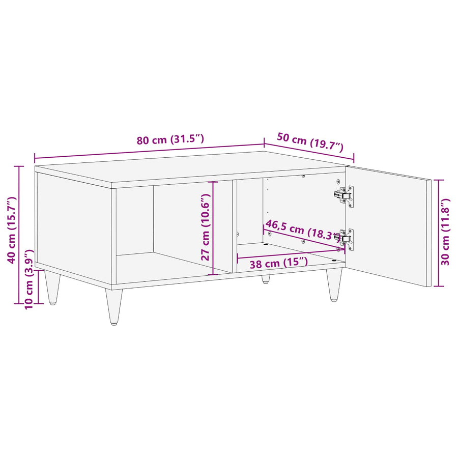 Salontafel Multikleur 80 x 50 x 40 cm Massief Mango Hout