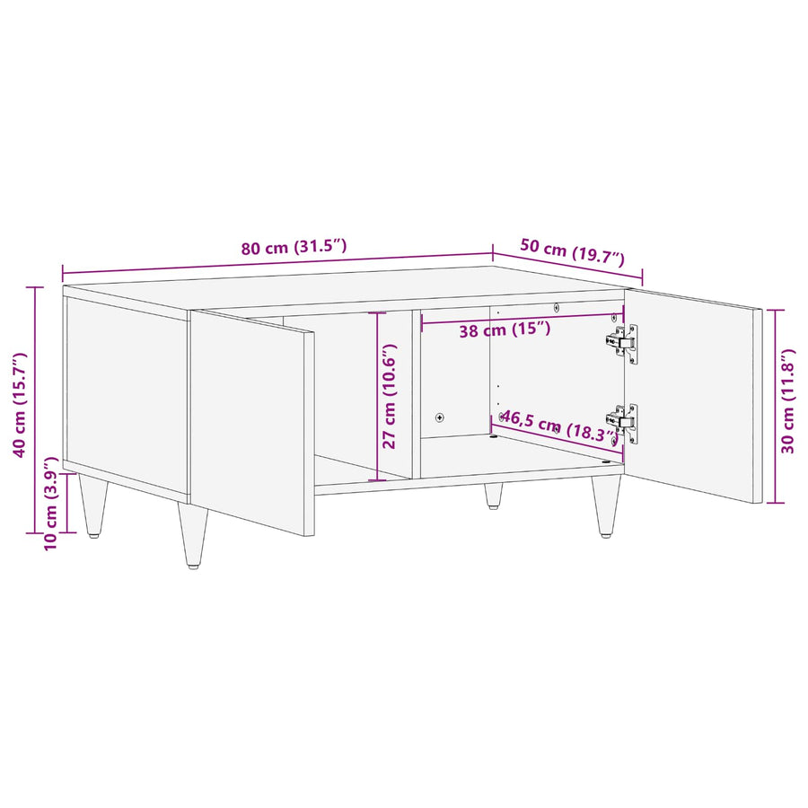 Salontafel Multikleur 80 x 50 x 40 cm Massief Mango Hout