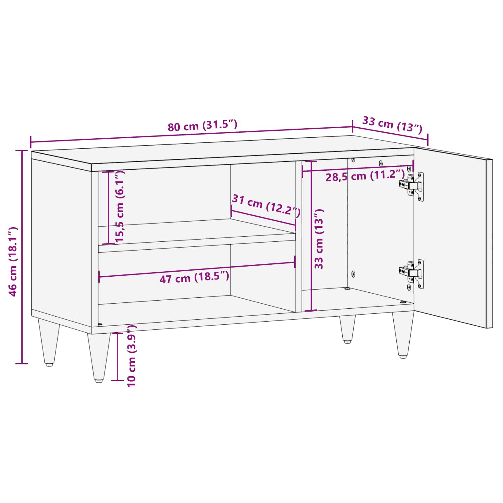 Opslagkasten Multikleur 80 x 31,5 x 46 cm Massief Mango Hout